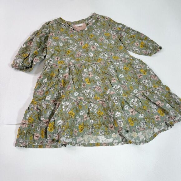 Cynthia Rowley Top Womens Large Green Tunic  Floral Tiered Linen Cottagecore - Picture 1 of 9